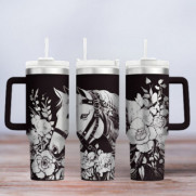 Tumbler mit Gravur - Motiv Steampunk Horses - schwarz
