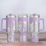 Tumbler mit Gravur - Motiv Steampunk Horses - flieder