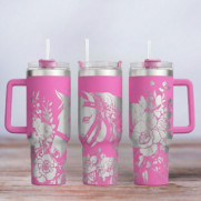 Tumbler mit Gravur - Motiv Steampunk Horses - pink