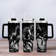 Tumbler mit Gravur - Motiv Wild Horses - schwarz