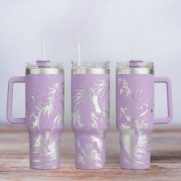 Tumbler mit Gravur - Motiv Wild Horses - flieder