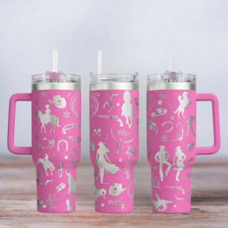 Tumbler mit Gravur - Motiv Wild West - pink