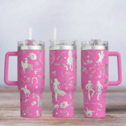 Tumbler mit Gravur - Motiv Wild West - pink