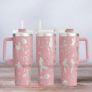 Tumbler mit Gravur - Motiv Wild West - helles Pink