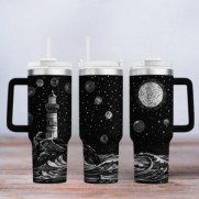 Tumbler mit Gravur - Motiv Ocean Night - schwarz