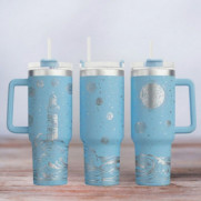 Tumbler mit Gravur - Motiv Ocean Night - hellblau