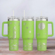 Tumbler mit Gravur - Motiv Ocean Night - hellgrün