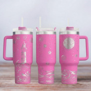 Tumbler mit Gravur - Motiv Ocean Night - pink