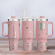 Tumbler mit Gravur - Motiv Ocean Night - helles Pink
