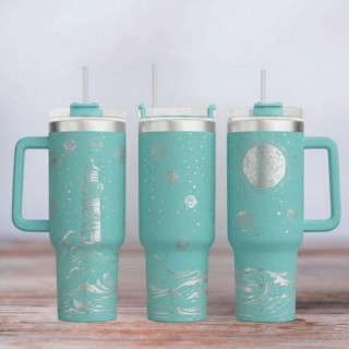 Tumbler mit Gravur - Motiv Ocean Night - türkis