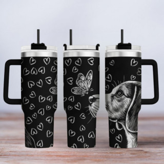 Tumbler mit Gravur - Motiv Beagle - schwarz