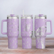 Tumbler mit Gravur - Motiv Beagle - flieder