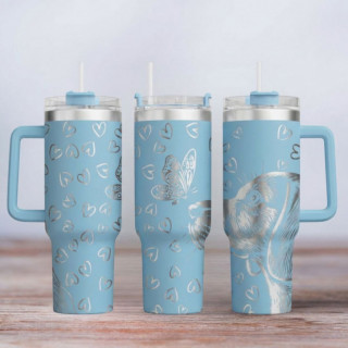 Tumbler mit Gravur - Motiv Beagle - hellblau