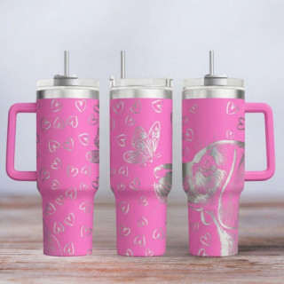 Tumbler mit Gravur - Motiv Beagle - pink