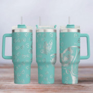 Tumbler mit Gravur - Motiv Beagle - türkis