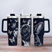 Tumbler mit Gravur - Motiv Bulldogge - schwarz