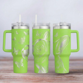 Tumbler mit Gravur - Motiv Bulldogge - hellgrün