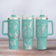 Tumbler mit Gravur - Motiv Bulldogge - türkis