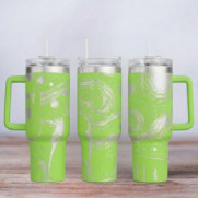 Tumbler mit Gravur - Motiv Cat Night - hellgrün