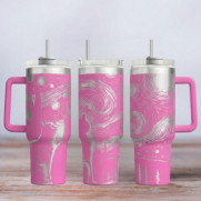 Tumbler mit Gravur - Motiv Cat Night - pink