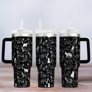 Tumbler mit Gravur - Motiv Cats - schwarz