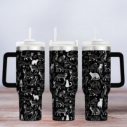 Tumbler mit Gravur - Motiv Cats - schwarz