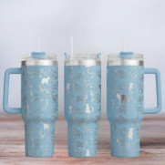 Tumbler mit Gravur - Motiv Cats - hellblau
