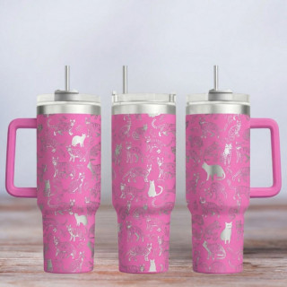 Tumbler mit Gravur - Motiv Cats - pink