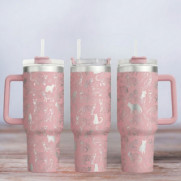 Tumbler mit Gravur - Motiv Cats - helles Pink