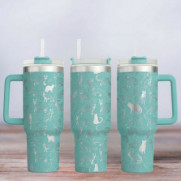Tumbler mit Gravur - Motiv Cats - türkis