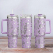 Tumbler mit Gravur - Motiv Cherry Blossom - flieder
