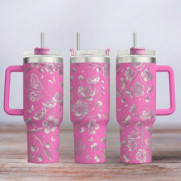 Tumbler mit Gravur - Motiv Cherry Blossom - pink