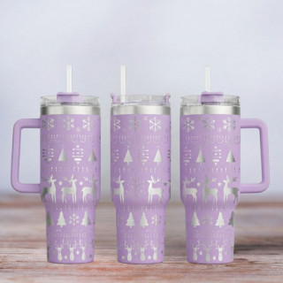 Tumbler mit Gravur - Motiv Christmas - flieder