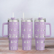 Tumbler mit Gravur - Motiv Christmas - flieder