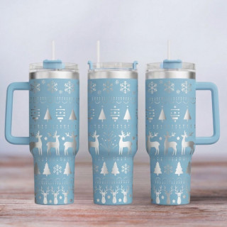 Tumbler mit Gravur - Motiv Christmas - hellblau