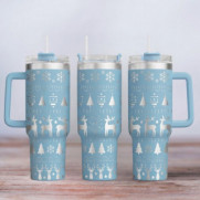 Tumbler mit Gravur - Motiv Christmas - hellblau