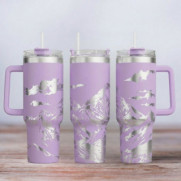 Tumbler mit Gravur - Motiv Everest - flieder