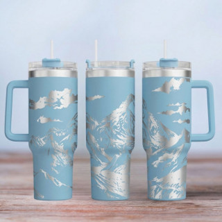 Tumbler mit Gravur - Motiv Everest - hellblau