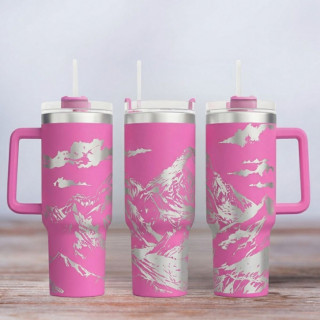 Tumbler mit Gravur - Motiv Everest - pink
